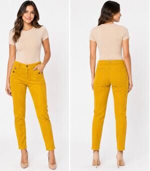 GAP Mustard Yellow Corduroy Pants Brass Button Detail Women’s Pants size 30/10